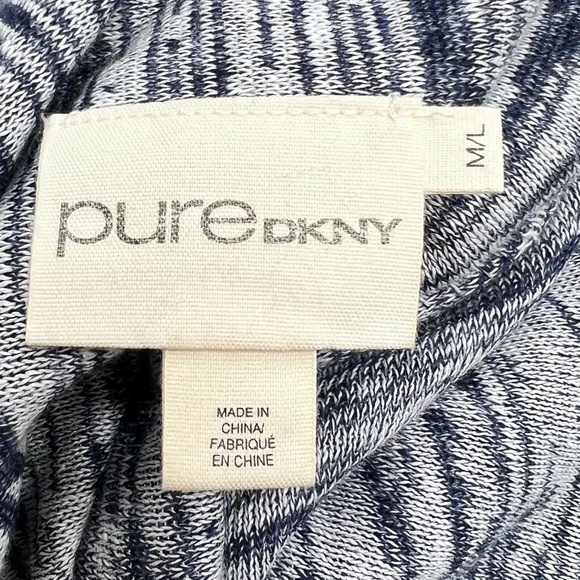 DKNY PURE BLUE AND WHITE OPEN KNIT CARDIGAN ASYMMETRICAL HEM SPACE DYE - Picture 13 of 15